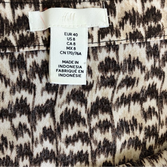 H&M Animal Print Feather Printed High Waisted Viscose Midi Split Skirt Sz 8 - Picture 13 of 15